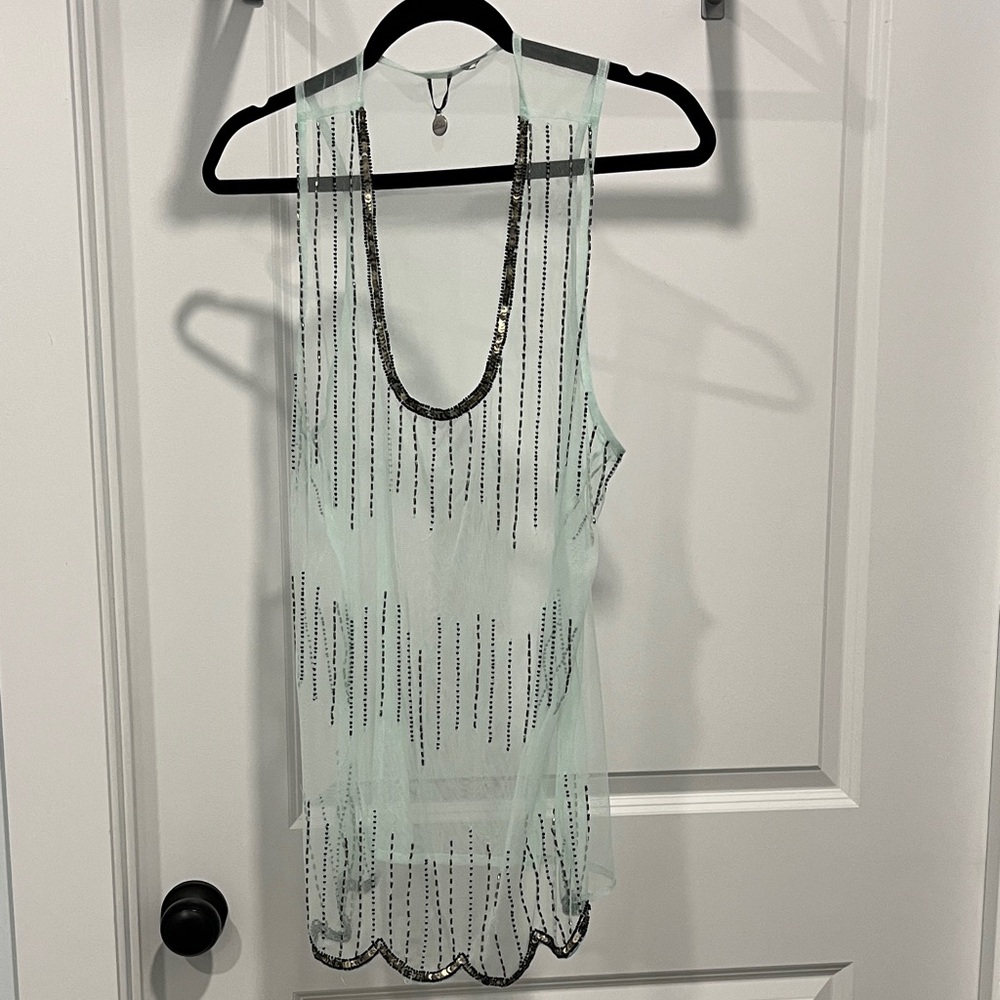 BKE boutique Sheer Striped Tank Top